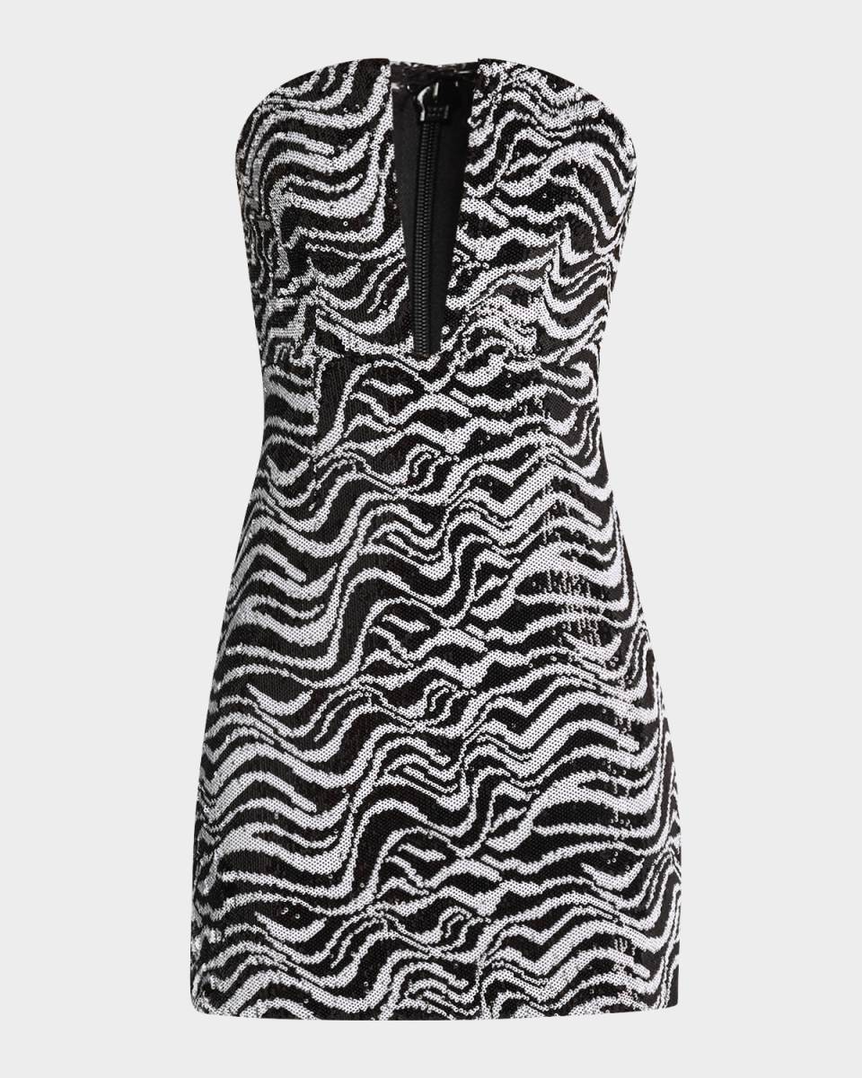 Caitrin Strapless Plunge Sequin Mini Dress